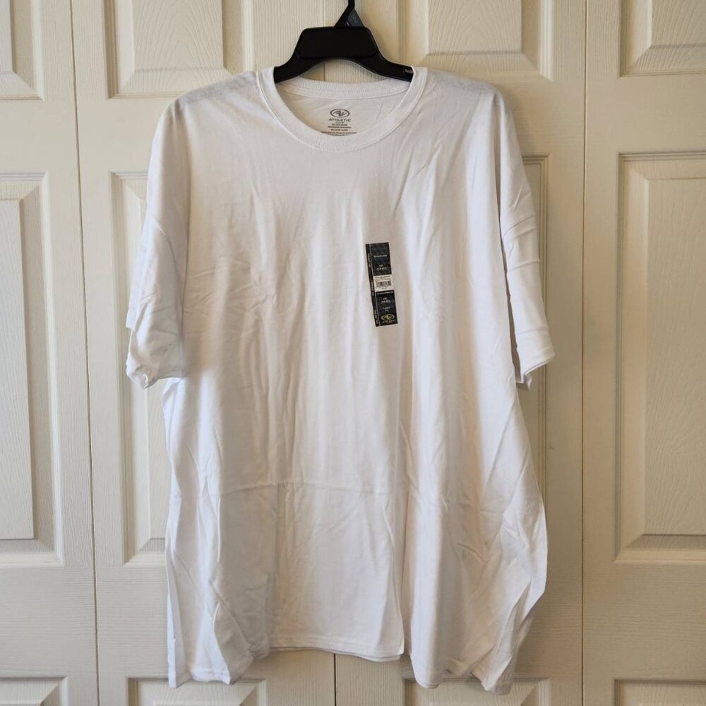 Athletic Works Mens 4XL Tee White 100% Cotton Tee Breathable Loose Fit